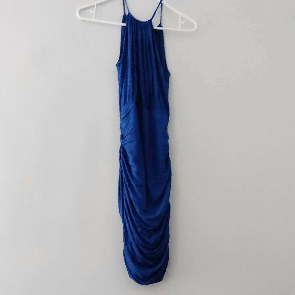 BLUE BODYCON RICH DRESS SIZE SMALL - Picture 2 of 3